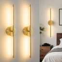 Lightania Hardwired Wall Sconces Set of Two, 24'' Modern Gold LED Wall Lights, 360 Rotatable, 2700K-5000K Adjustable, 3CCT Dimmable Wall Sconce Light Fixture for Living Room Bedroom Hallway, ETL