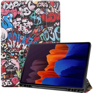 Tablet Cover for Samsung Galaxy Tab S7 FE 2021 SM-T730 T736,Folio Stand Lightweight Leather Case for Samsung Galaxy Tab S7 Plus 12.4" S7+ 2020 SM-T970 T975 T976 T978 (TPU-Graffiti)
