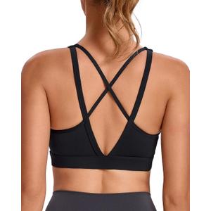 RUNNING GIRL High Impact Sports Bras for Women, High Support Running Sports Bra Moulded Cup Strappy Sports Bras (Medium, A-v-black)
