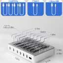 300W Charging Station for Multiple Devices, Fast Charging 6 Port Charging Station - Compatible with iPhone iPad Android Tablets, Home Office Travel Organizer
