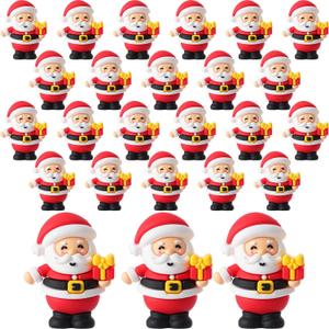 Chunful 25 Pcs Christmas Mini Santa Figurines Holding a Gift Tiny Santa Rubber Figure to Hide and Seek Small Classic Statue Xmas Party Supplies Gifts for Xmas Fairy Garden Home Table Decor