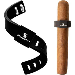 2 x StogieStay Magnetic Silicone Stogie Holder  Fits 3470 Ring Gauge  Weather-Proof Outdoor Clip for Golf Carts & Metal Surfaces for Golfers, BBQ Lovers, Camping & Fishing Fans (Black)