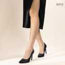 IDIFU Women High Heels Closed Pointed Toe Stiletto Pumps Shoes (Black, 9)