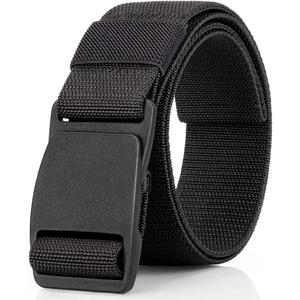 Elastic Belt Men, Mens Tactical Belt Travel Belt, Stretch Golf Belt (Black)
