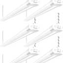 hykolity 6 Pack 4FT Linkable LED Shop Light, Utility Shop Light Fixture, 4400lm, 42W [250W Equivalent], 5000K Daylight Shop Lights for Garage, Hanging or Surface Mount, with Power Cord, ETL,White
