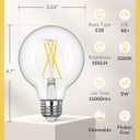 EDISHINE 6 Pack G25 Globe Light Bulbs, Dimmable Vintage LED Edison Bulbs, CRI90+ 5W Equivalent 60W, Clear LED Filament Vanity Light Bulbs, 5000K Daylight White, 500LM, E26 Base