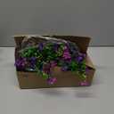 CCILAND 2 PCS Artificial Hanging Flowers for Outdoors, Fake Flower Plants UV Resistant Faux Hanging Spring Flowers for Home Porch Garden Patio Yard (Double Purple)