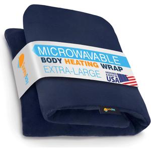 SunnyBay Extra Large Microwave Heating Pad, Microwavable Heavy Weighted Full Body Moist Hot Pack and Washable Fleece Cover, 10x24 Inches, 2.8 lbs, Navy Blue