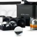 Berlinzo Premium Clear Ice Ball Maker Mold - 4 Large 2.4" Crystal Clear Ice Balls for Whiskey, Cocktails & Bourbon - Easy-to-Remove Mold for Ice Spheres - XL Storage Bag Included (Non-Electric)