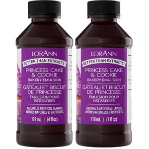 Lorann Oils Princess Cake and Cookie Bakery Emulsion: Regal Flavor Blend, Perfect for Enhancing Sweet, Cake-like Undertones in Baked Goods, Gluten-Free, Keto-Friendly, Unique Flavor Blend Essential (4 Fl Oz (Pack of 2))