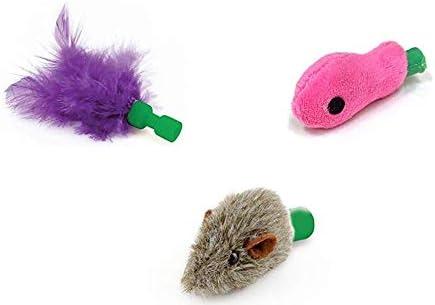 Furever 3 Replacement Cat Toy Attachments to use with The Pop and Play; Includes One Mouse, One Fish and One Feather. Ideal for Your cat, Interactive Way. Best Cat Toys Ever