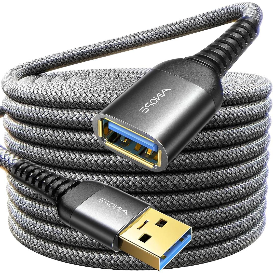 AINOPE USB Extension Cable,USB Extender,USB 3.0 Extension Cable, Male to Female Cord High Data Transfer Compatible with Keyboard,Flash Drive,Hard Drive,Printer,Black,10FT