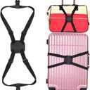 Luggage Straps Bag Bungees for Add a Bag Easy to Travel Suitcase Elastic Strap Belt (L Size, L-Black)