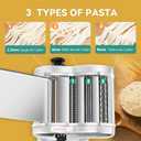 Newhai Electric Pasta Maker Family Noodle Making Machine Dough Roller 2.5mm Spaghetti 4mm Wide Noodle 9mm Fettuccine Cutter 110V US Stainless Steel for Home Use
