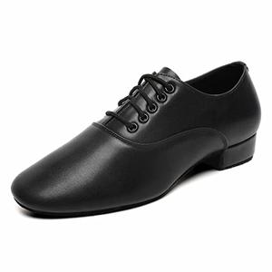 Men's Ballroom Dance Shoes Black Leather Sole Tango Salsa Latin Character Shoe (9.5 / Black)