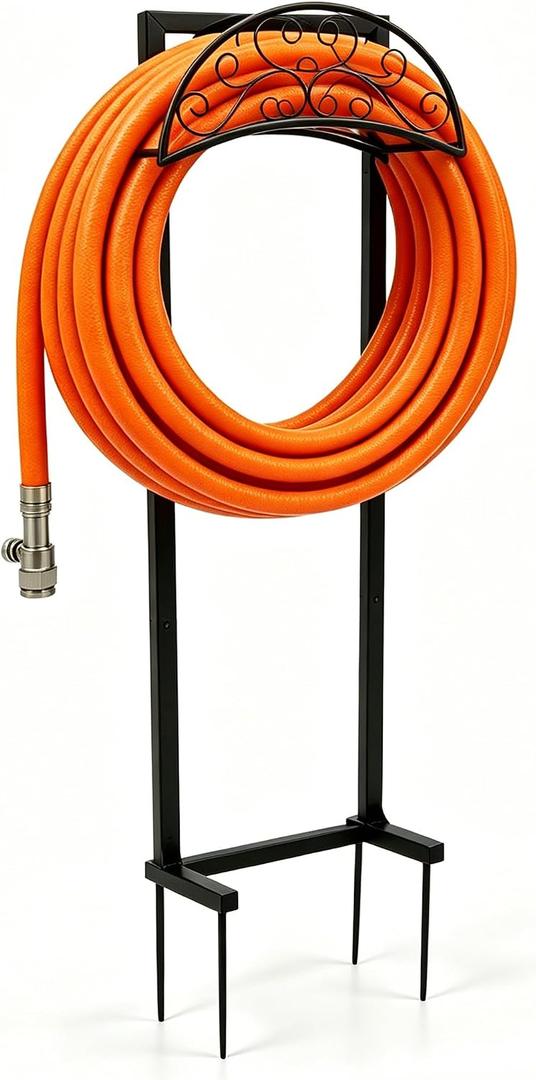 Garden Hose Holder, 57 Inch Extra Tall Freestanding Water Hose Stand, Heavy Duty Stainless Steel Ground Stake with Triangle Reinforcement, Supports 200 ft Hose