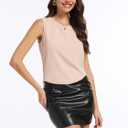 Womens Chiffon Tank Tops Crewneck Sleeveless Top | Lightweight and Soft Summer Top, Business Casual Top, Sleeveless Blouse (Pink, L)