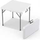 Our Modern Space 34" Square Foldable Table with Built in Handle & Detachable Steel Legs | Heavy Duty Portable | Perfect for Party, Dining, Events, Picnic Indoor, Outdoor, Camping, Temporary