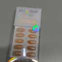 BTArtbox Press On Nails Short - Sunlit Grace, Lamp-Curable Orange Chrome French Tip Almond Press On Nails with Glue and Adhesive Tabs for Women in 16 Sizes - 32 Nails All-in-One Kit