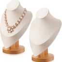 Juexica Necklace Display Stand Bamboo Jewelry Bust Display Stands Necklace Bust for Selling for Vendors Home Trade Organizer(Beige, 9.2 * 6.1 Inch)