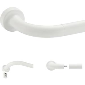 Matte White Disc Curtain Rods, 28-48 Inches Window Curtain Rod,Adjustable Room Darkening Drapery Rod with Aluminum Finials and Brackets,Wrap Around Design
