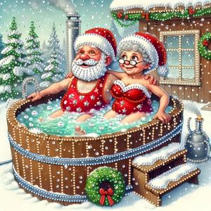 Acelii 5D Diamond Art Kits for Adults,Christmas Couple Special Shape Diamond Painting Kits for Beginners, Winter Hot Springs DIY Crystal Diamond Dots Gem Art Craft for Home Decor 11.8x11.8 Inch