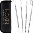 Dental Tools HOKIN Plaque Remover Teeth Cleaning Tool 4 Pcs Dental Care Kit Tooth Filling Repair Set Stainless Steel Dental Tools for Men Women Kids and Pet Care (Jet Black)