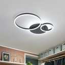 XIEYOR Modern LED Ceiling Light with Remote, 3000K6500K Dimmable Flush Mount Ceiling Lamp 4Ring Round Chandelier Design for Bedroom, Kitchen, or Small Rooms(Black)