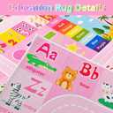 BATATADOCE Kids Play Mat - Cartoon Kids Bedroom Rug Play Mat for Learning ABC Alphabet,Numbers,Animal,Colors,Season,Cute Classroom Rug for Children Girls Bedroom Decor,Pink,4.5x6 Feet