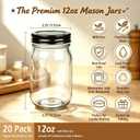 QAPPDA Mason Jars,Glass Jars With Lids 12 oz,Canning Jars For Pickles And Kitchen Storage,Wide Mouth Spice Jars With Black Lids For Honey,Caviar,Herb,Jelly,Jams,Set of 20