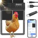 Automatic Chicken Coop Door with App, Battery Solar Powered, Automatic Chicken Door with Timer & Light Sensor - App Remote Control, Anti-Pinch Safety Design & Aluminum Alloy Construction (Black)