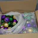 6 Ft Mardi Gras Garland with Purple Green Gold Glitter Balls, Carnival Bead Decor for Front Door, Mantel, Wall and Fireplace, Festive Fat Tuesday Indoor Outdoor Party Supplies