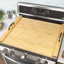 GASHELL Noodle Board Wood Stovetop Cover with Handles for Electric/Gas Stove Top(Bamboo), 29.5"L x 22"W