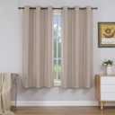 Simplebrand Linen Textured 100% Taupe Blackout Curtains 63 Inch Length 2 Panels for Bedroom, Thermal Insulated Soundproof Grommet Curtains Blackout, Farmhouse Window Privacy Drapes, 40" W x 63" L