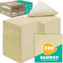 500 Count Bamboo Cocktail Napkins Disposable 2-Ply 5.3 x 5.3 Inch Folded, Eco friendly Compostable Beverage Paper Napkins Bulk for Bars, Lunch, Parties, Restaurant and Everyday Use