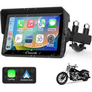 Carpuride W502 Motorcycle GPS Wireless Portable Carplay/Android Auto Waterproof Car Stereo, 5" IPS Touch Screen with Dual Bluetooth, Navigation/Siri/G00gle Assistant for Motorbike