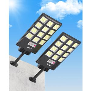 JAYNLT Solar Lights for Outside, 5 Lighting Modes Solar Flood Security Light with Motion Sensor & Dusk to Dawn&Remote, 6500K Street Lamps for Yard Garden,Shop - 2PACK
