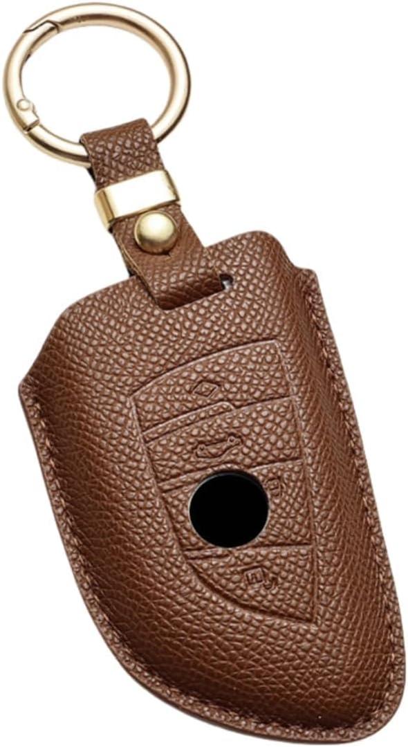 Key Fob Cover for BMW, Leather Car Key Case Shell Protector with Key Chain for 2 5 6 7 Series X1 X2 X3 X5 X6 X7 M5 M6 (CAPPUCCINO, BLADE SIZE)