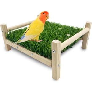 FlidRunest Bird Foraging Bed, Parrot Hammock Bed, Parrot Grass Perch Bed, Bird Perch Conure Platform Grass Forage Toy for Parakeet, Cockatiel, Lovebird, Budgie