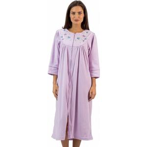 Casual Nights - Jacquard Fleece zip up robes for women | women's house coats with pockets | Duster For Ladies (Purple)