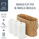 Coeusy Toilet Paper Storage Basket, Water Hyacinth Toilet Paper Holder for Up to 6 Mega Rolls, Wicker Basket for Bathroom Accessories Organizer, Boho Hand Woven Rattan Decorative Decor, Natural