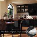 Abyssaly Black Wood Grain Contact Paper 35.4" x 118" Peel and Stick Wallpaper Wooden Look Self-Adhesive Thicken Wallpaper Vinyl Wrap for Kitchen Countertops Shelf with Scraper, Paper Cutter