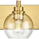 Bathroom Light Fixtures, 5 Light Brushed Gold Vanity Light, 32 Inch Modern Wall Sconces with Globe Clear Glass Shade, Vanity Lighting Fixtures Over Mirror, VL195-BG-CL-5