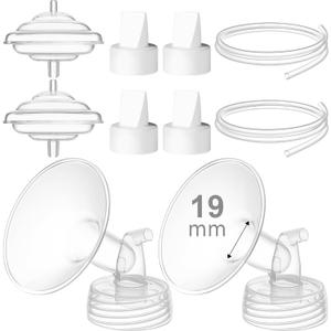 Breast Pump Accessories Kit - 19mm Flange Set Compatible with Spectra S1/S2/Motif Luna, Includes Valves, Tubing & Backflow Protectors