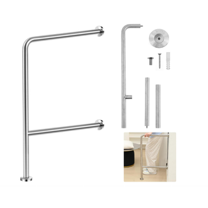 1 Pack Wall to Floor Safety Grab Bar, 33X 18 Inch, F Style | Stainless Steel Drinking Fountain, Toilet, Shower Handrails for Wet Areas Disabled Elderly Pregnant Women