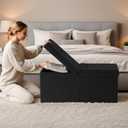 30-INCH Storage Ottoman Bench, Footrest with Storage, End of Bed Bench Coffee Table for Living Room, Bedroom, Entryway, Black