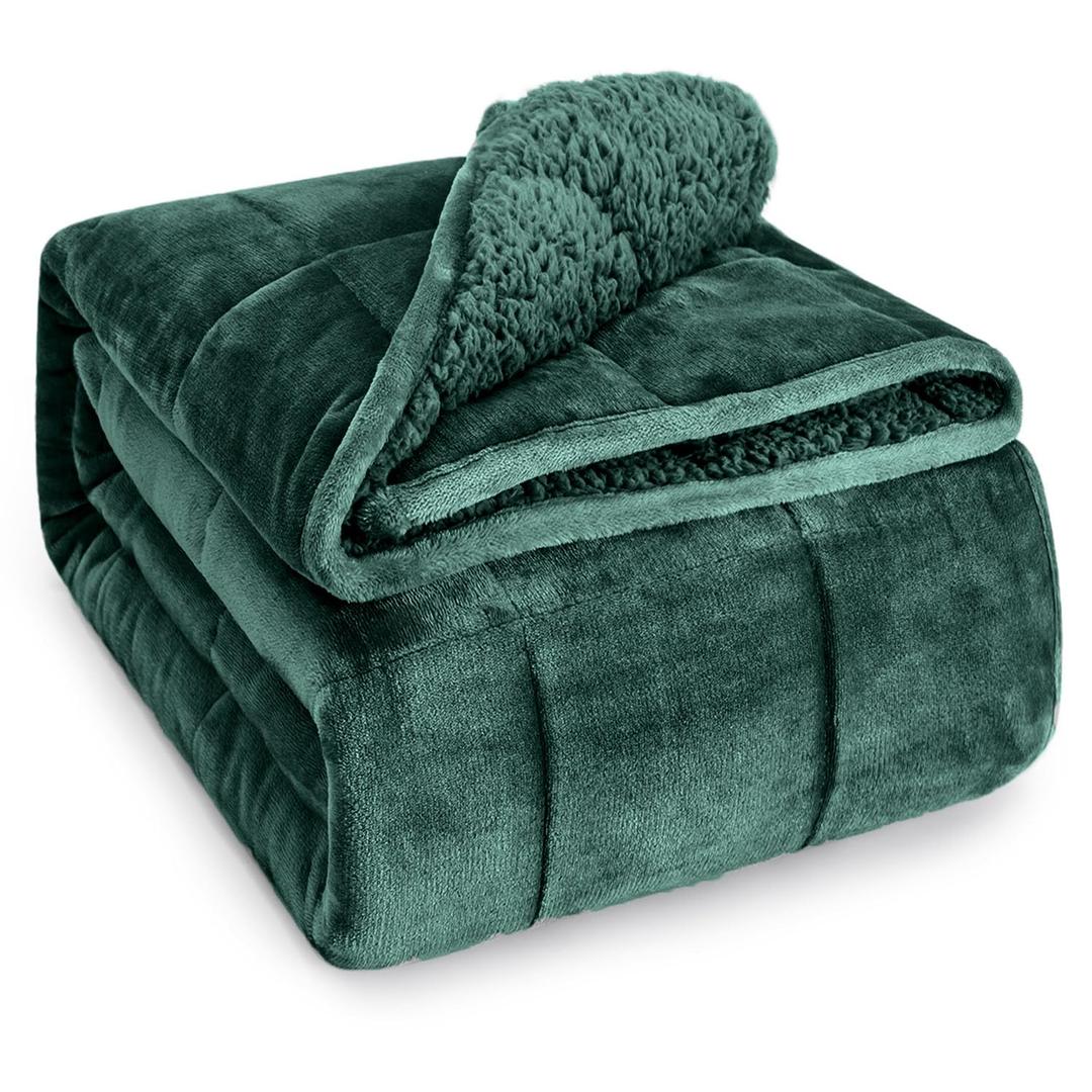 Wemore Sherpa Fleece Weighted Blanket for Adult 20 lbs Queen 60"x80" Green