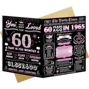 Pack of 7, Pusfyeoh Big 60th Birthday Gift Cards for Women, Funny 60 Year Old Gifts Ideas for Mom Sister Friends, Best Sixty Birthday Party Decorations