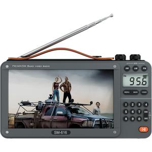 720P 7Inch Screen AM FM Movie Video Radio with Bluetooth Speaker, Rechargeable Digital Shortwave MP3 MP4 Player Radio, Support USB/Micro SD Card, Loud Speaker and Headphone Jack (NO TV) (Grey) 720P 7Inch Screen AM FM Movie Video Radio with Bluetooth Speaker, Rechargeable Digital Shortwave MP3 MP4 Player Radio, Support USB/Micro SD Card, Loud Speaker and Headphone Jack (NO TV) (Grey)