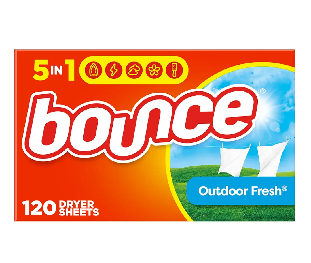 Bounce Dryer Sheets Laundry Fabric Softener, Outdoor Fresh Scent, 120 Count